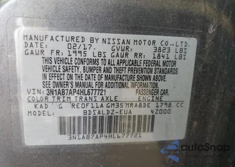2017 Nissan Sentra S from USA, damaged, VIN 3N1AB7AP4HL677721
